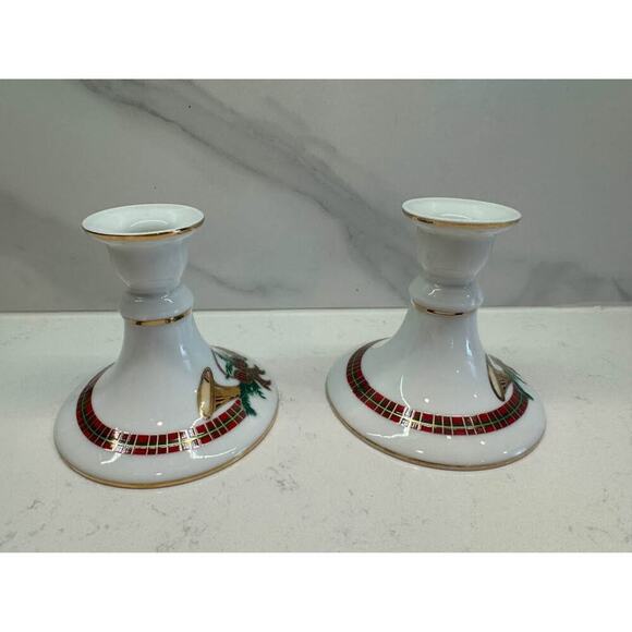 Vintage Georges Briard Christmas 4”Candleholders "The Hunt" - Picture 6 of 7